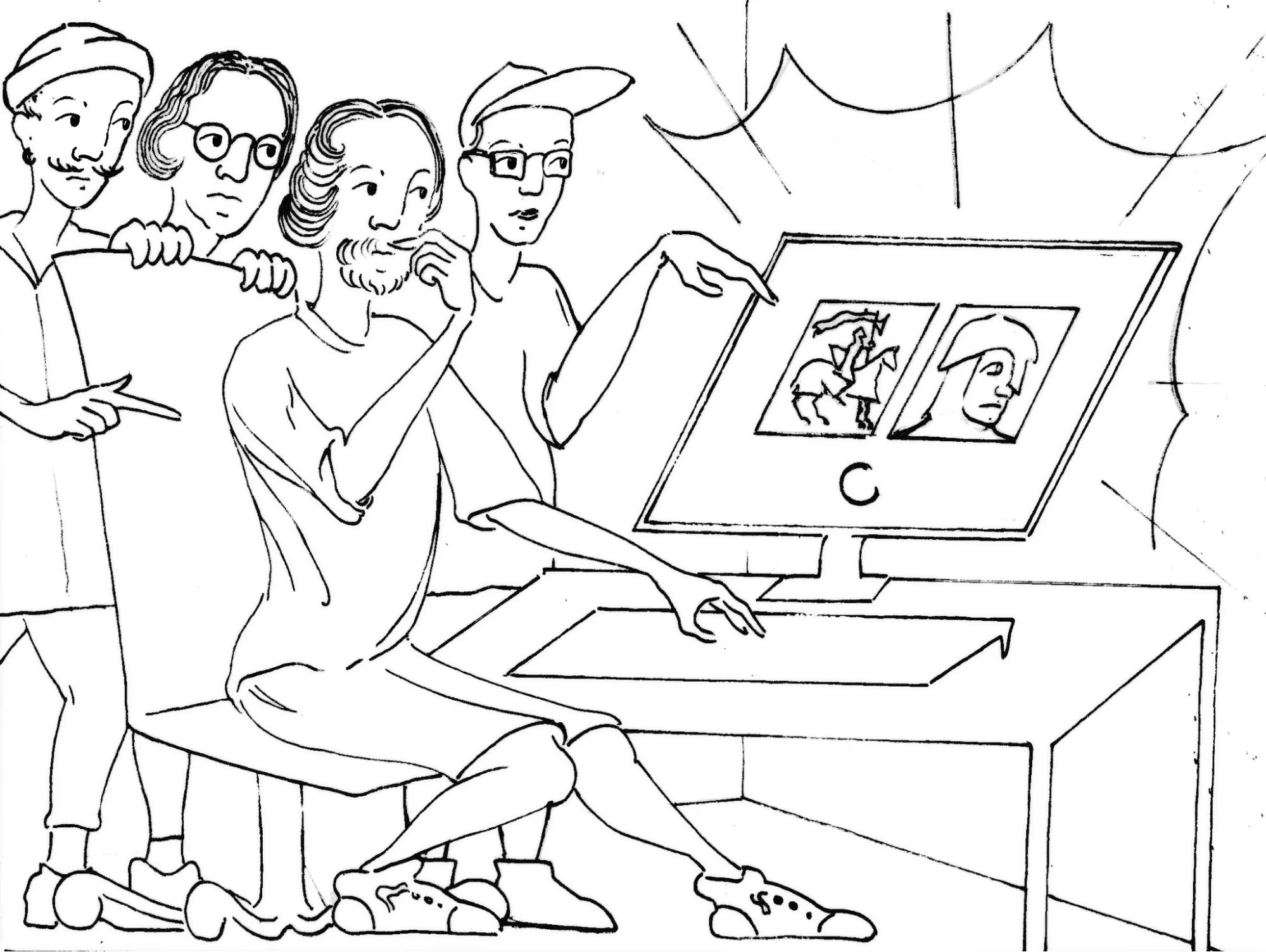 ControlNet input for “Game Developers discussing AI Artwork”