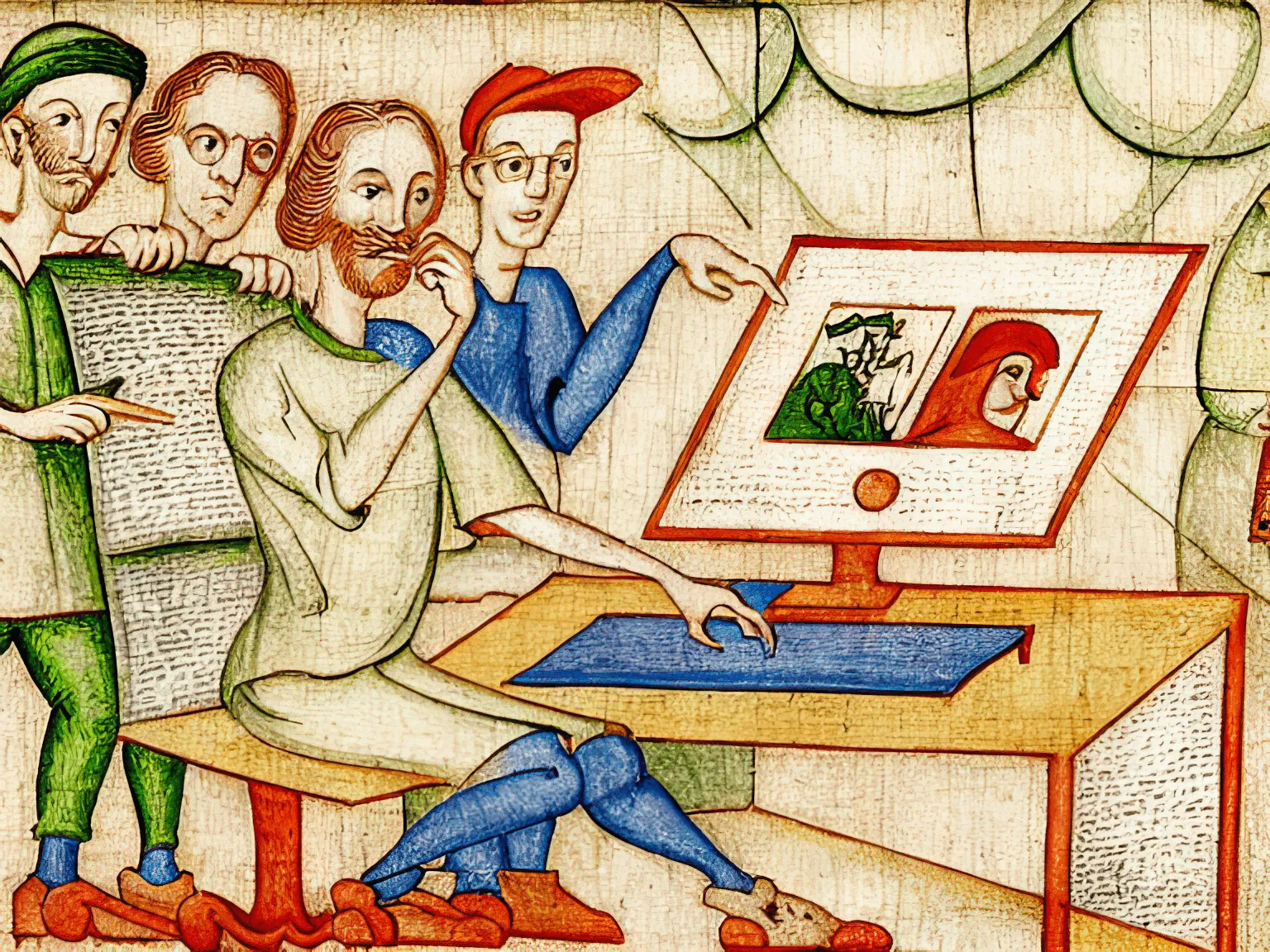 The Medieval team discussing the game’s AI-assisted artwork.