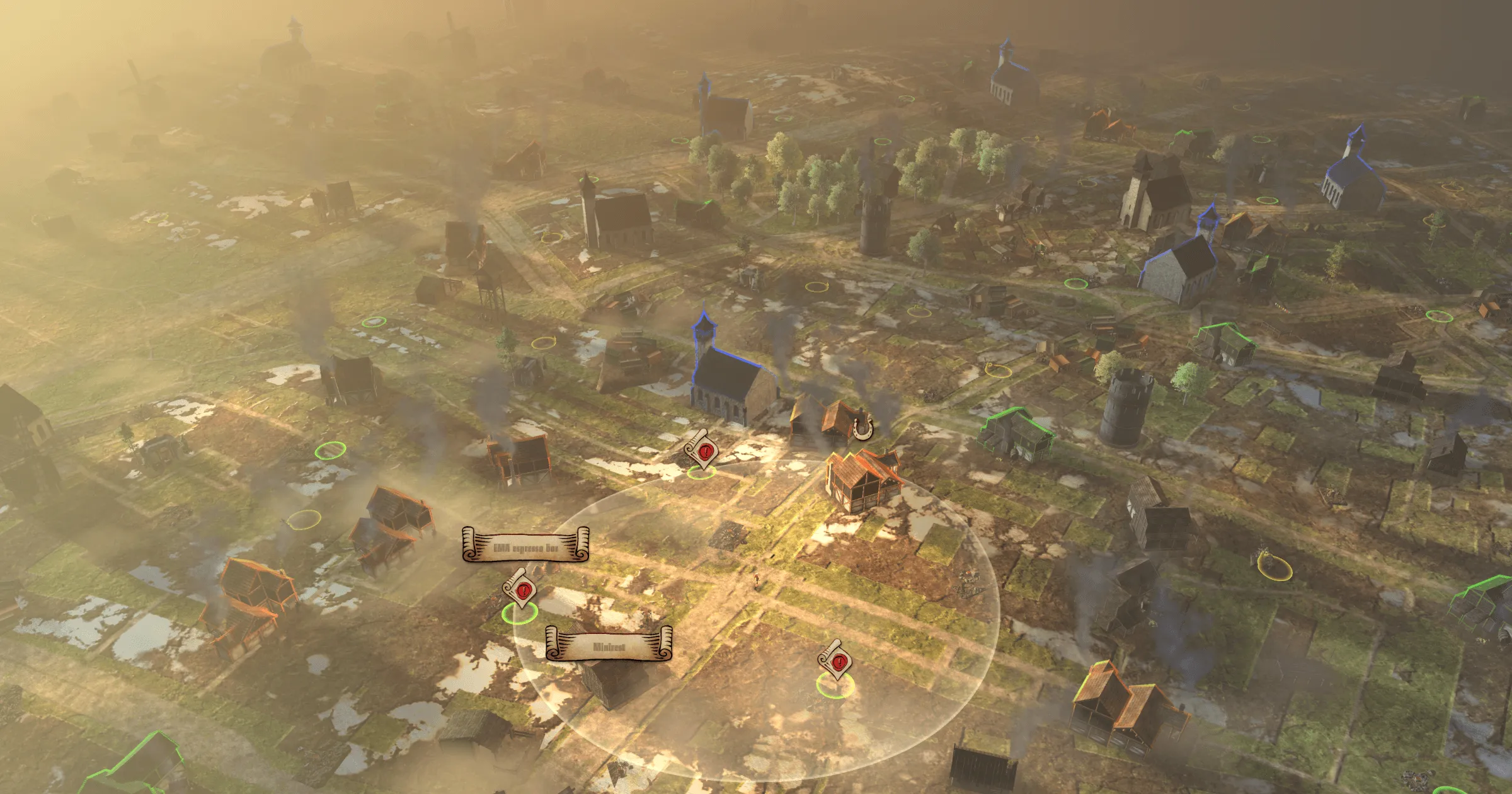 The real-world street map restyled into Medieval’s illustrated game world.